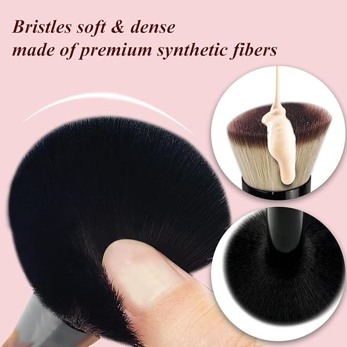 4 in 1 Makeup Brush Set - All in One Powder/Blush, Foundation, Blending & Eyeshadow Brushes, Compact & Travel Essential