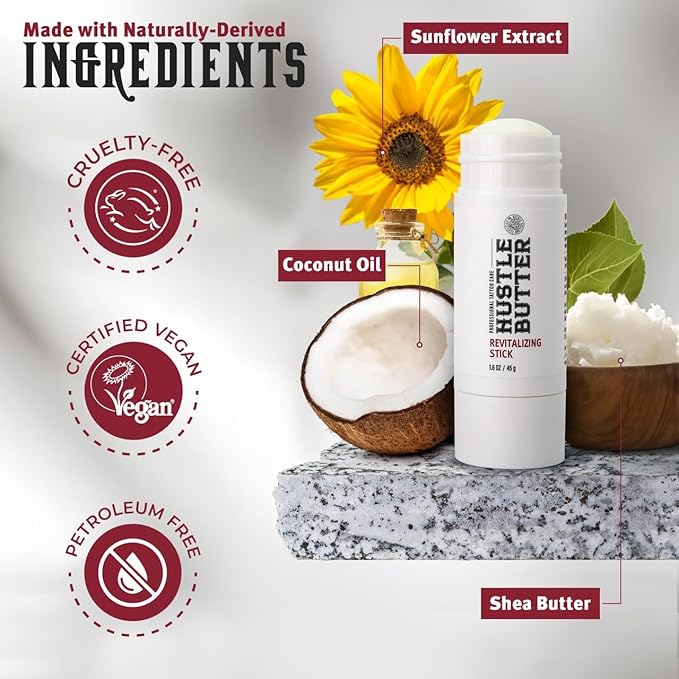 Hustle Butter Tattoo Aftercare - Portable Balm Stick - On The Go Tattoo Aftercare - Naturally Derived Vegan Cruelty Free - Mess Free - 1.6 oz