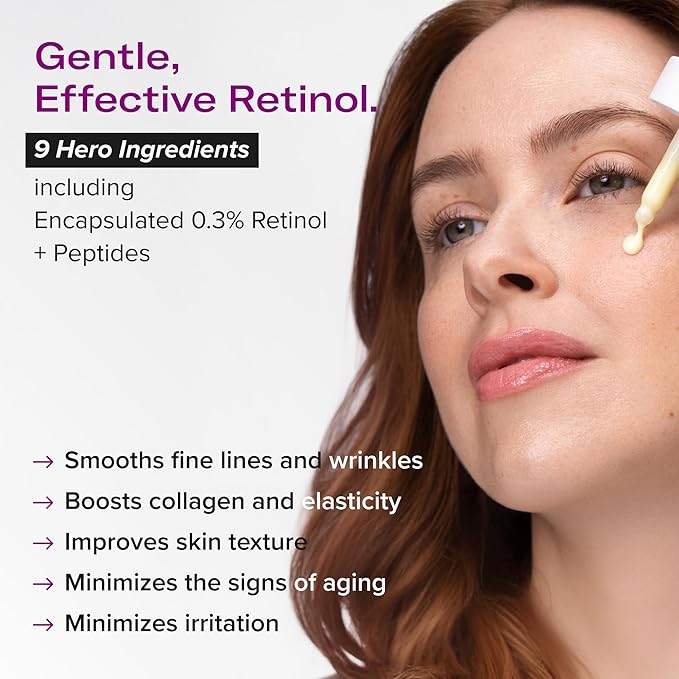 SMOOTH Retinol and Peptide Serum with Encapsulated Retinol, Bakuchiol, Matrixyl 3000, Melatonin, Vitamin E, Anti-Aging, Targets Fine Lines, Uneven Texture, Dullness, 1 fl oz