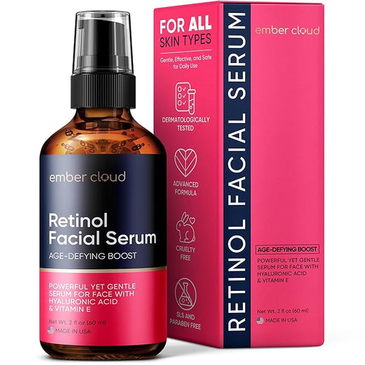 Retinol Serum for Face (2Oz) with Hyaluronic Acid, Vitamin E & Aloe Vera - Anti-Aging Serum