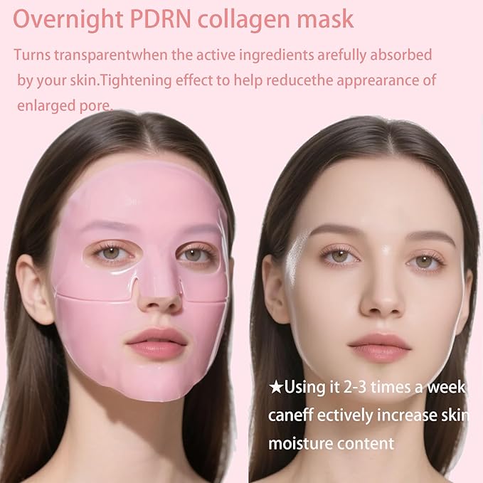 5 Pack Salmon DNA PDRN Pink Collagen Gel Face Mask, Overnight Hydrogel Real Deep Mask Korean Skincare - Enhancing Recovery for All Skin Types and Radiance Boost, elasticity, hydrating, firming