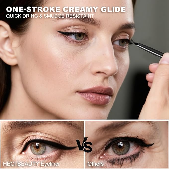 Sharpenable Gel Eyeliner Pencil, Multi-Use Longwear Eyeliner Pencil, Ultra-Smooth Tip Eye Makeup with Up to 24HR Wear, Waterproof & Smudge-Proof -Black