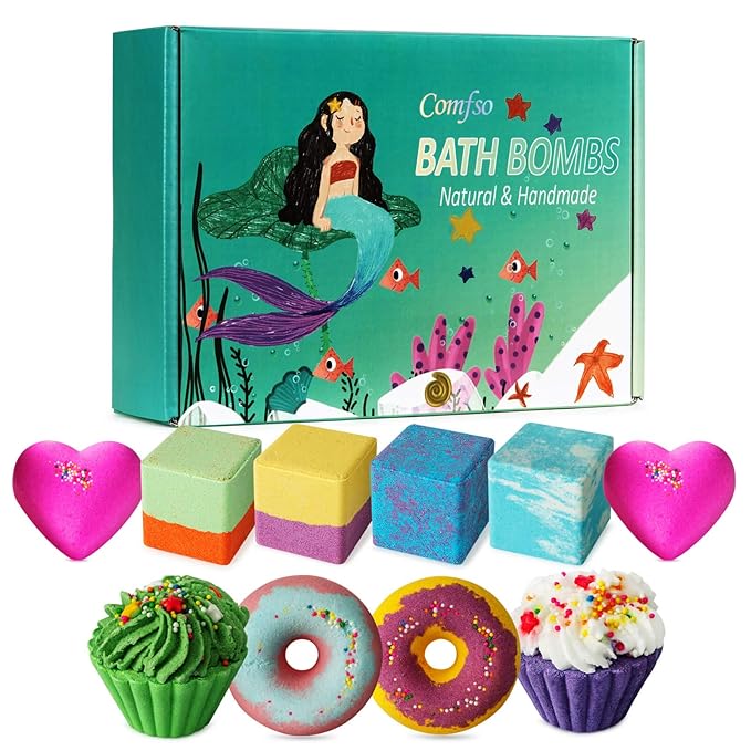 Bath Bombs,10 Natural Bath Bomb Gift Set, Organic Bubble Bath Bombs, Shea Butter Dry Skin Moisturize, Fizzy Spa Bath for Her Mom Women Kids Girls Girlfriend, Mothers Day Birthday