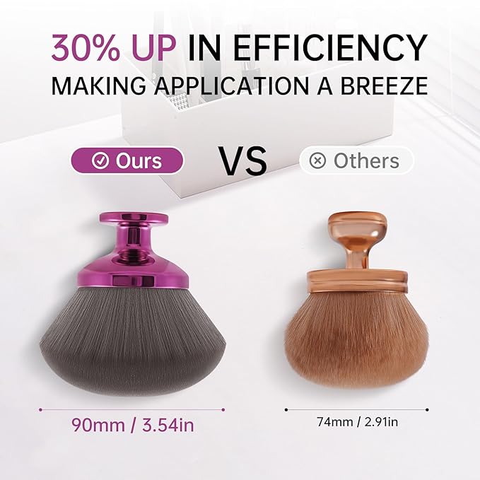 Extra Large Body Makeup Brush, 3.54 inch Dense Streak-free Self Tanner Brush, Tanning Applicator for Body Blend & Blur, Bronzer, Leg Makeup, Powder and Cream, Soft Cruelty-Free Kabuki Brush Bristles