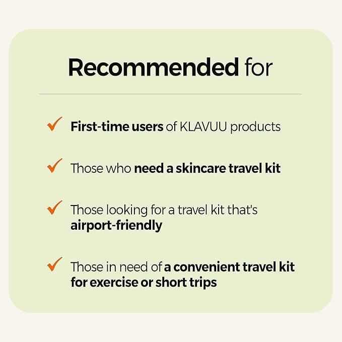 KLAVUU TRAVEL KIT – 4-Step Korean Skincare Set with Collagen Ampoule, Cream, Cleansing Pads & Foam | Travel Size Gift Set | Vegan | Mini K-Beauty Trial Kit