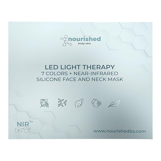 7 Colors LED Face and Neck Mask with Near-Infrared - Blue, Red Light Therapy for Face - 228 LEDs - Skincare Tool for Anti-Aging