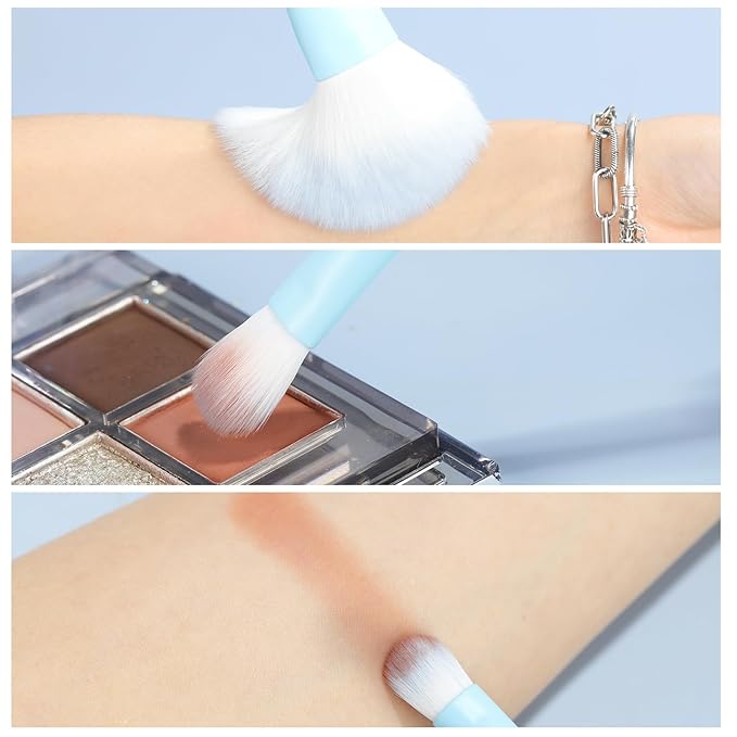 MSQ Make Up Brushes 10Pcs Powder Brushes Contour Brush Synthetic Hair Makeup Brush Set with Bag for Blending Stippling Highlighting Eyeshadow Eyeliner Concealer Nose Shader