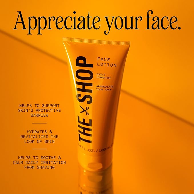 The Shop by LeBron James Men's Hydrating Face Lotion, Lightweight Daily Moisturizer for All Skin Types, Soothes Post-Shave Irritation, Protects Barrier, Non-Greasy Formula, Eucalyptus Scent, 3.4 Fl Oz