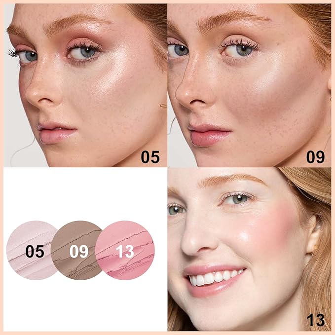 FOCALLURE 3PCS Cream Contour Stick - Highlighter Bronzer Blush Set for Face Sculpting, Non-Greasy Longwear Makeup, Easy to Blend with Natural Matte Finish,SET 1