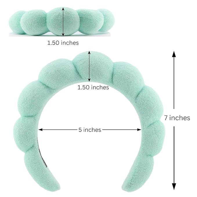 Skincare Headband - Hair Band for Washing Face & Makeup Headband for Women - Terry Cloth Hairband for Spa & Skincare Routines - Perfect for Face Wash & Makeup Application (Light Turquoise)