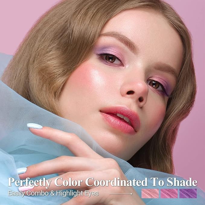 6PCS Cream Eyeshadow Stick Makeup Sets, Metallic And Matte Shimmer Eye Shadow, Eye Brightener Stick Pencil Crayon Make up Set - Purple Pink