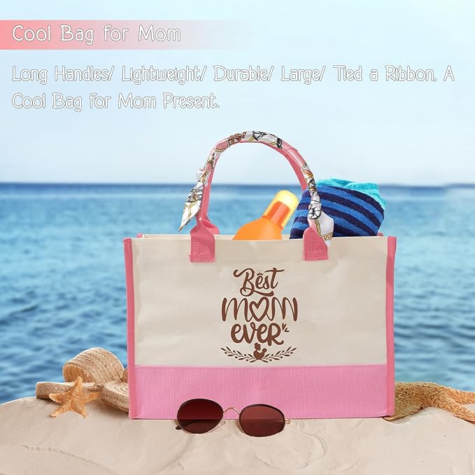 Gifts for Mom, Mother's Day Gift for Mom from Daughter Son, Birthday, Thanksgiving Day, Christmas Gifts for Mother, Care Package, Gift Basket with Canvas Tote Bag Sock Tumbler Soap Flower