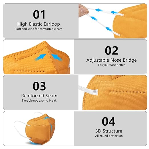 akgk KN95 Face Mask 50 PCS, Breathable Protection Masks, 5-Ply KN95 Masks, Cup Dust Safety Masks