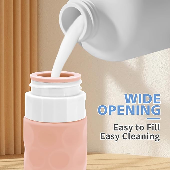 Travel Bottles for Toiletries, 4pcs Tsa Approved 3oz Travel Size Containers, BPA Free Leak Proof Premium Silicone Bottles, Refillable Liquid Squeezable Accessories W/Toiletry Bag(Bright)