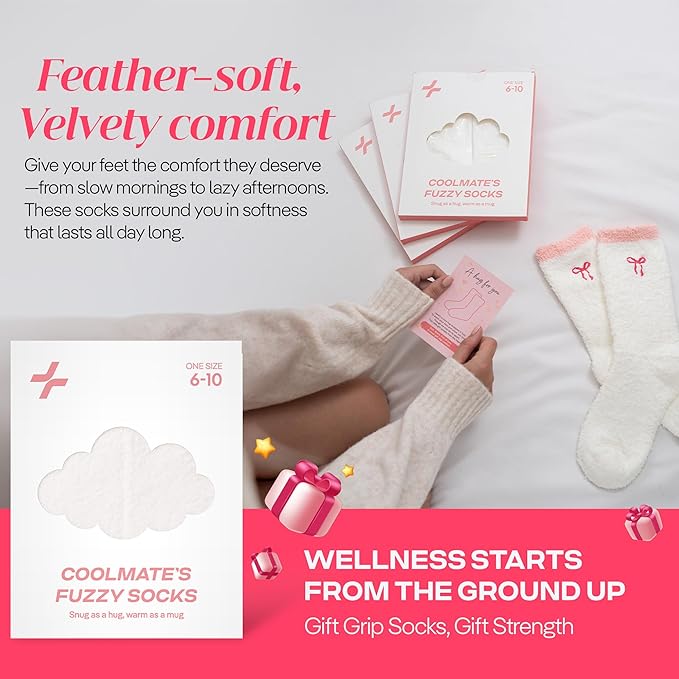 CoolMate GLOBAL Fuzzy Socks for Women Gift Box, Cozy, Soft, Comfy & Cloud-Like Socks, Plush, Durable for Spa, Home