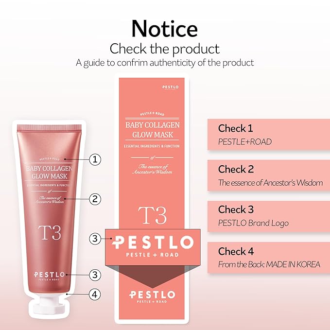 PESTLO Baby Collagen Glow Mask - Korean Peel Off Facial Mask Infused with Reallagen/T3 Vegan Collagen, Aginon, Volufiline for Hydrating, Firming, Glow, Glass Skin | Optional Overnight Use, 2.36 fl.oz