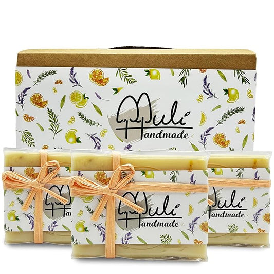 Natural Handemade Bar Soap for Men and Women with Essential oils, Scented Bar Soaps for Bath, Fragrance Gift Set (Pack of 3) Calendula