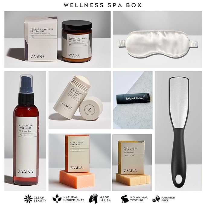 ZAAINA Wellness Spa Set for Women - Self Care Gift Basket for Her, Pampering Home Spa Package for Woman, Unique Gift for Mom, Relaxing Birthday Gifts for Women