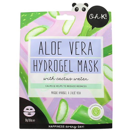 Oh K! Hydrogel Mask - Aloe Vera - Moisturizing Face Mask Sheet - Hydrating Face Sheets - Rich in Aloe Vera and Cactus Water - Korean Skincare - 1 Pc