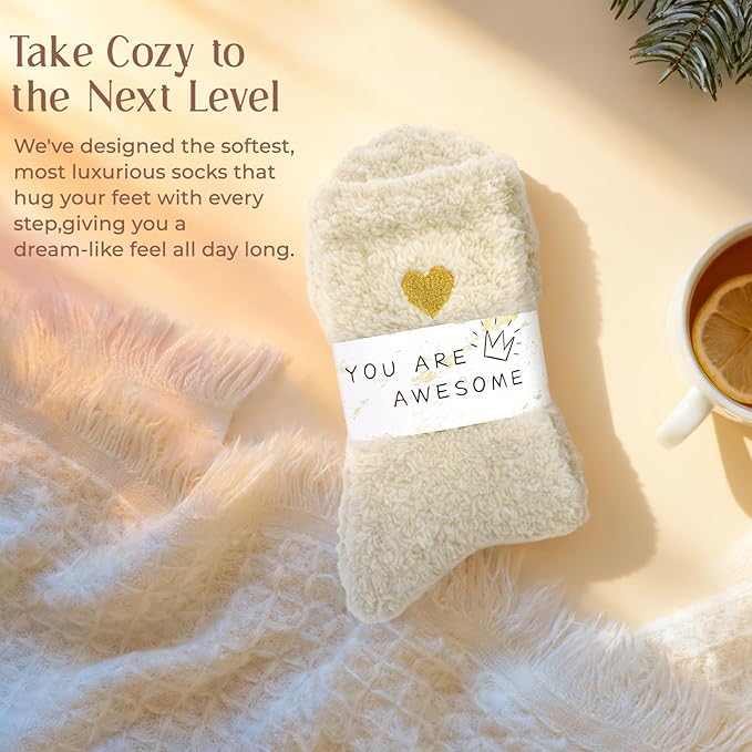 American Trends Coral Fleece Cloud Socks Ultra-Soft Fuzzy Warm Sleep Socks Cozy Unisex Gifts for Birthday Self-Care