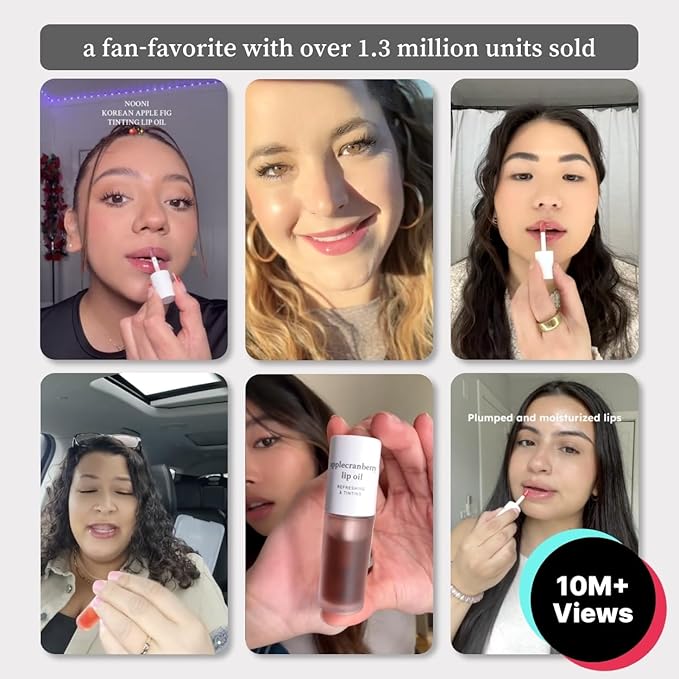 NOONI Korean Lip Oil - Applemint | Long-Lasting, Moisturizing, Plumping, Revitalizing for Dry Lips, Waterproof, No Peel Off, Hydrating, Nourishing Crystal Clear, 0.12 FL Oz