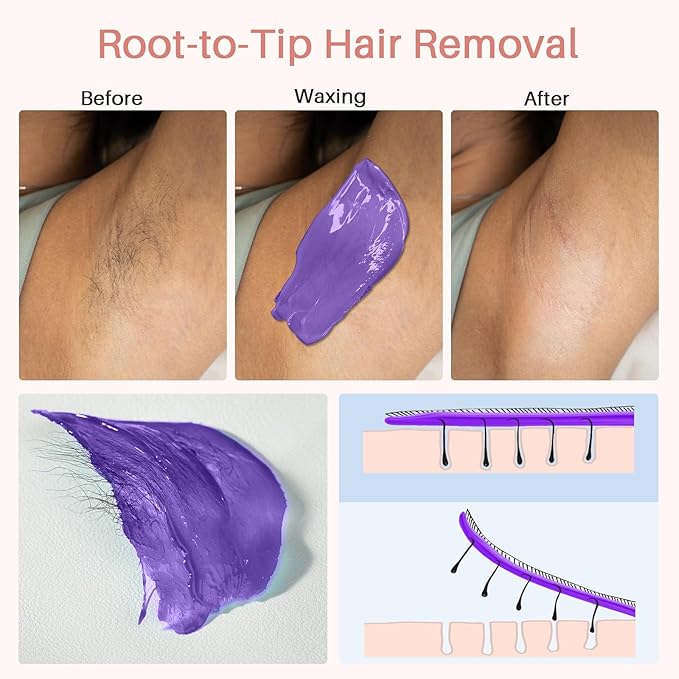 BLITZWAX Brazilian and Bikini Waxing Kit for Women, Hard Wax Warmer for Face, Legs, and Body, At Home Hair Removal Kit, Beginner Friendly, Quick Heating, 6 Packs Wax Beads