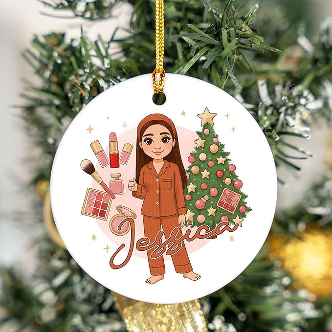 Personalized Makeup Tools Christmas Ornament 2025, Makeup Box Christmas Ornament Gift for Makeup Artist, Christmas Tree Decor for Makeup Shop, Gift for New Makeup Coworkers (Makeup 4)