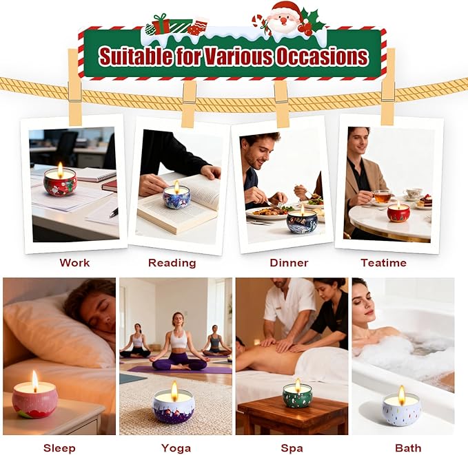 12 Pack Christmas Scented Candles with Natural Soy Wax, Long Lasting Aromatherapy Soy Candles for Home Scented, Christmas Candles Gift Set for Women & Friends