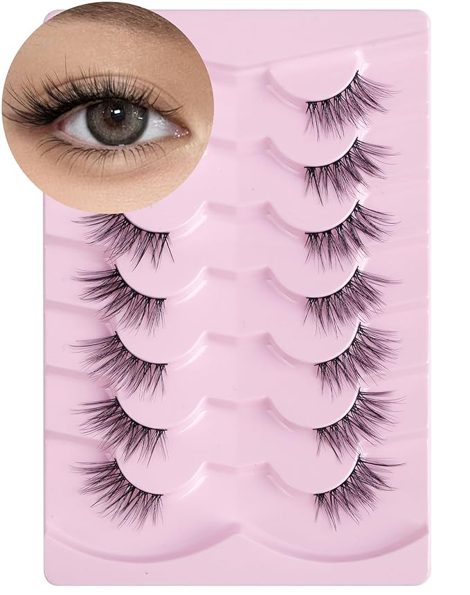 Onlyall Half Eyelashes Corner Lashes Natural Lashes Half Lashes Wispy End Lashes Corner Eyelashes 3/4 Lashes 7 Pairs C18