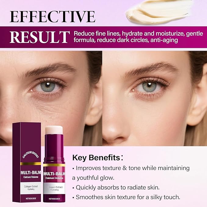 Cemenrete Calcium Multi-Effect Volume Cream Wrinkle Core Stick South Korean Collagen Moisturizing Stick for Anti-Aging Moisturizing and Firming Eyes Neck and Face（2pcs）