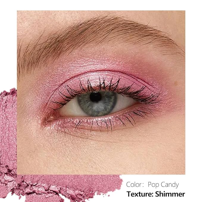 Single Pink Eyeshadow Matte Shimmer Highly Pigmented Blendable Longwear Powder in Magnetic Refill Pan for Custom Palette Easy to Apply and Remove (Pop Candy)
