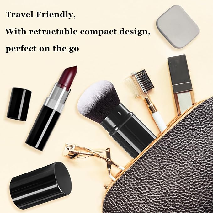 Retractable Makeup Brush,Travel Kabuki Powder Makeup Brush Face Blush Brushes for Blending Liquid, Foundation, Blush, Bronzer, Buffing, Sunscreen,Flawless Cosmetics