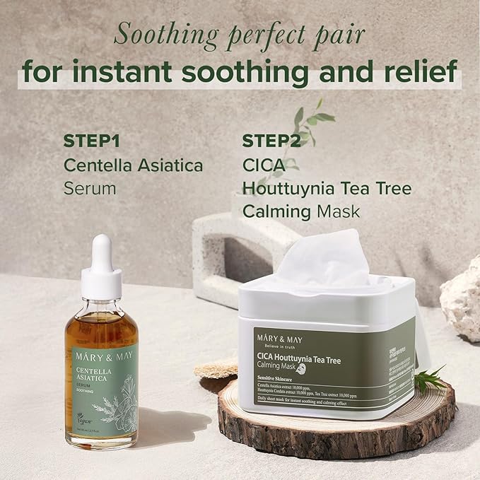 Mary&May Korean Centella Asiatica Serum 95% Pure Extract - Skin Soothing Facial Serum for Irritated Skin - Fast-Absorbing Non-Sticky, EWG Green Grade Fragrance Free, Korean Skincare, 2.71 fl.oz.