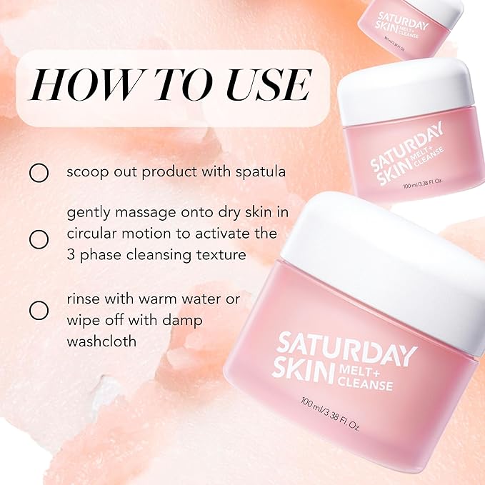 Saturday Skin Melt Cleanse Makeup Remover Balm Daily Cleansing Facial Balm to Oil Double Face Wash Vegan Remove Waterproof Makeup and Mascara