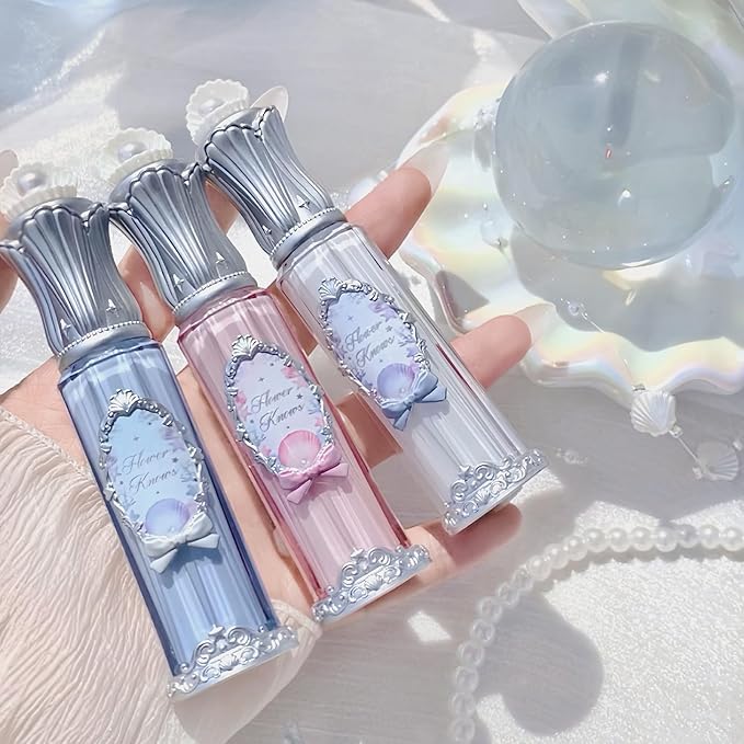 Flower Knows Shell's Jewel Nourishing Lip Glaze,Hydrating Lip Gloss with Hyaluronic,Moisturizing Plumping Oil,Non-Sticky Formula,0.16 fl.oz(P01 Champagne Pearl)