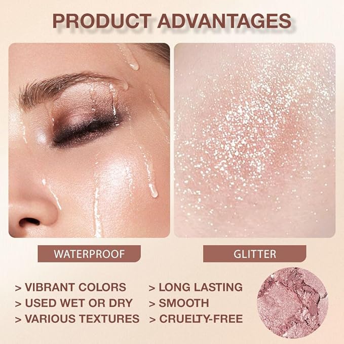 AMY'S DIARY Matte taupe Shimmer Eye Shadow Palette Makeup,Eyeshadow Long Lasting Waterproof Cruelty-Free, 9 Blendable Shades in Smooth Matte and Shimmer Finishes with Gorgeous Pearls for woman