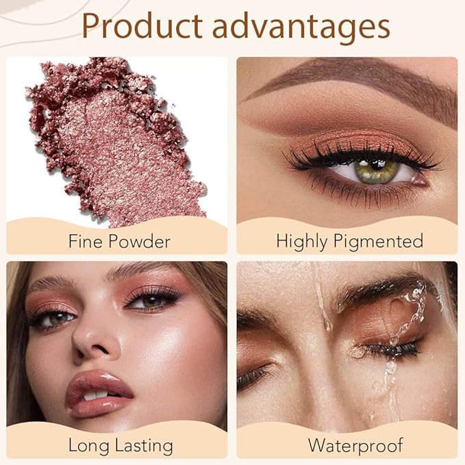 4 Colors Matte Shimmer Eyeshadow Makeup Palette,Nude Light Dark Brown Rose Gold Natural Neutral Eye Shadow Palette,Long Lasting Waterproof Naturing-Looking Women Girls Eye Shadow