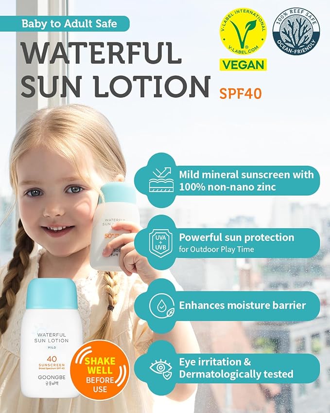Sun Lotion SPF 40 & Moisture Sun Cushion SPF 50-100% Zinc Oxide Mineral Sunscreen - Vegan Reef-Safe for Babies Kids Adults - Korean Skincare, 2.82oz & Cushion 0.81oz