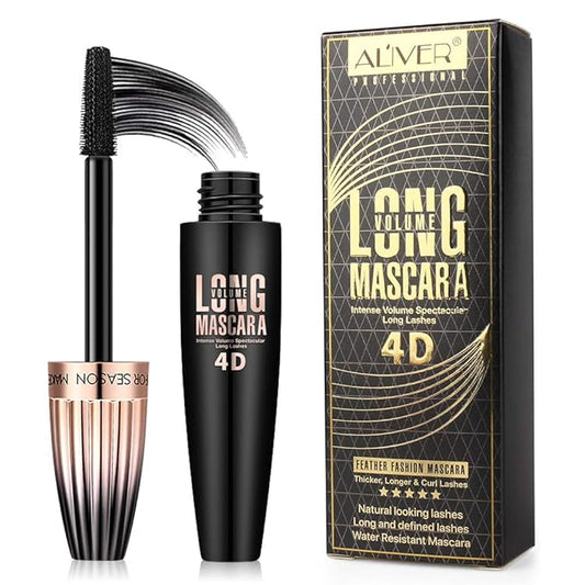 4D Silk Fiber Lash Mascara, Waterproof Long Lasting Mascara Black Volume and Length Natural, Exquisitely Full, Lengthening Thickening Softer Fuller Lashes Amplify Smudge-Proof Eyelash Mascaras,1 Pack