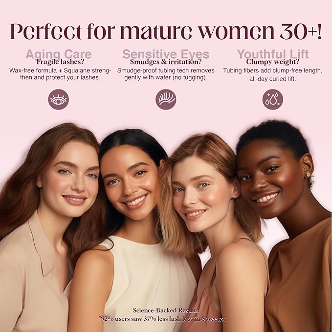 Unidollss Tubing Mascara Volume and Length Black & Brown 2Pcs Set Lengthening Long Lasting All Day, No Smudging, No Clumping, Washable Tubing Mascara for 30+ Women, Gluten-free Safe for Sensitive Eyes