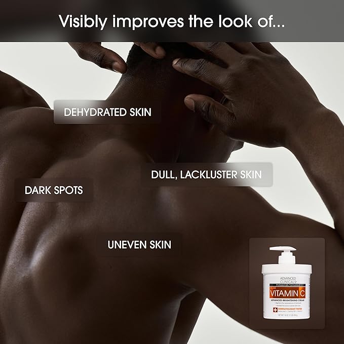 Advanced Clinicals Vitamin C + Caffeine Eye Cream Face Moisturizer With Caffeine + Vitamin C Body Cream 2pc Skin Care Set For Women & Men, 2pc