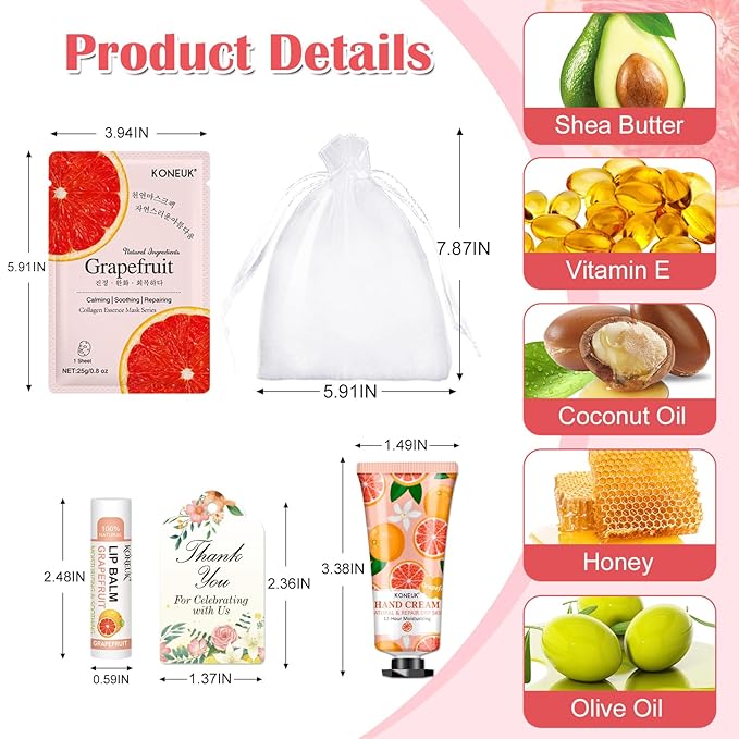 30 Pack Bulk Facial Mask, Bulk Hand Cream and Bulk Lip Balm Sets, Stocking Stuffers for Women, Thank You Gifts, Bridal Shower Favors and Christmas Gifts for Guests, Birthday Gifts, Small Gifts for Her