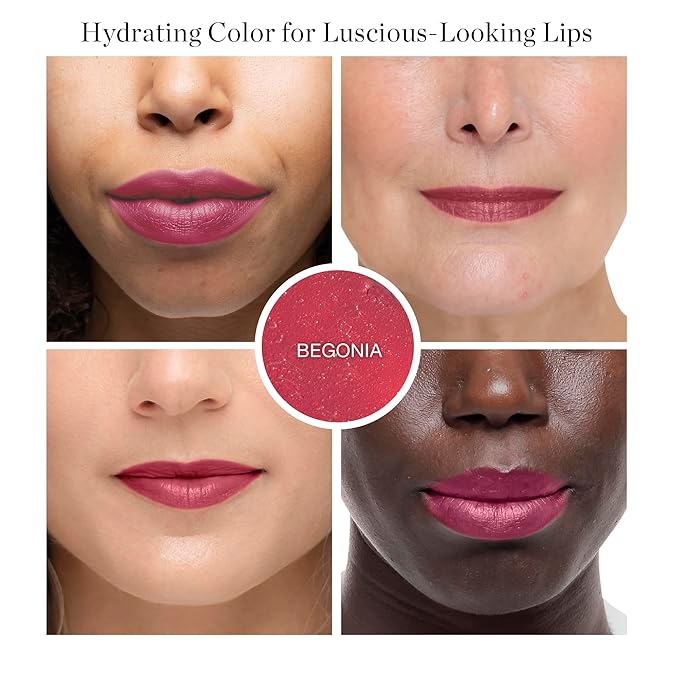 Ogee Tinted Sculpted Lip Oil - Lip Stain Made with 100% Organic Coconut Oil, Jojoba Oil, and Vitamin E - Best as Lip Balm, Lip Color or Lip Treatment - BEGONIA