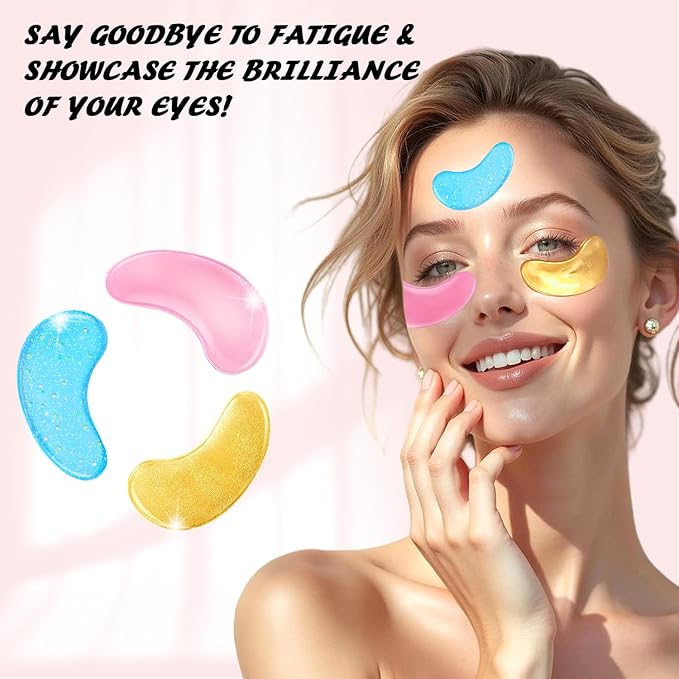 Eye Masks (8 Pairs) - 24K Gold, Caffeine and Retinol Under Eye Patches, Gel Pads for Wrinkles, Puffiness & Dark Circles, Bachelorette Party Favors, Self Care, Birthday Gifts for Women