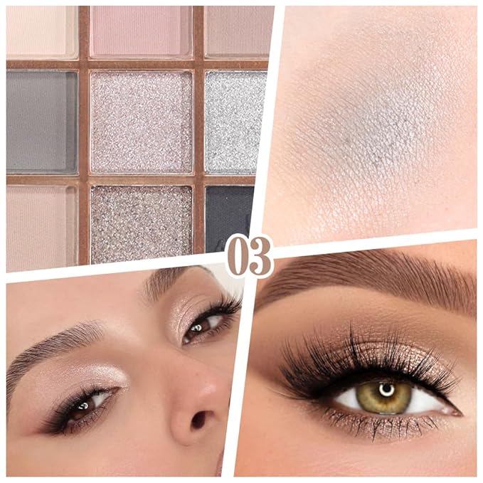 9 Color Eyeshadow Palette Makeup, Neutral Nude Matte Eye shadow & Shimmer Eyeshadow,Long Lasting Waterproof Eye shadow Makeup Palette for Women 03#