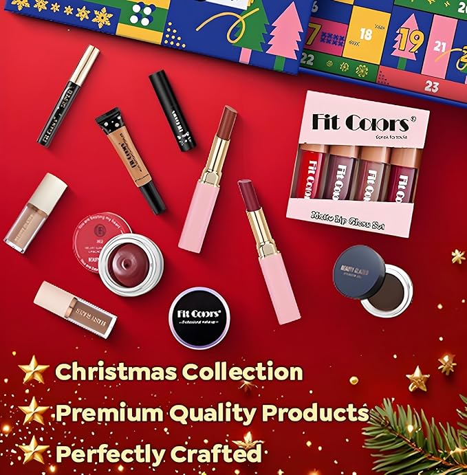 Beauty Advent Calendar, 24 Days Christmas Countdown Calendar Makeup Kit, All-in-One Professional Christmas Cosmetic Gift Set for Women, Holiday Cosmetic Surprise Starter Makeup Set for Gifts