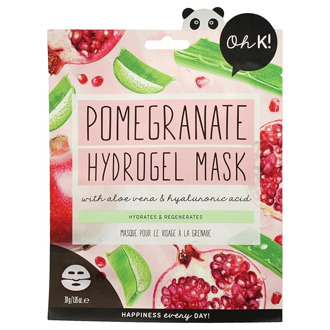 Oh K! Hydrogel Mask - Pomegranate - Moisturizing Face Mask Sheet - Hydrating Face Sheets - Rich in Hyaluronic Acid, Aloe Vera - Korean Skincare - 1 Pc