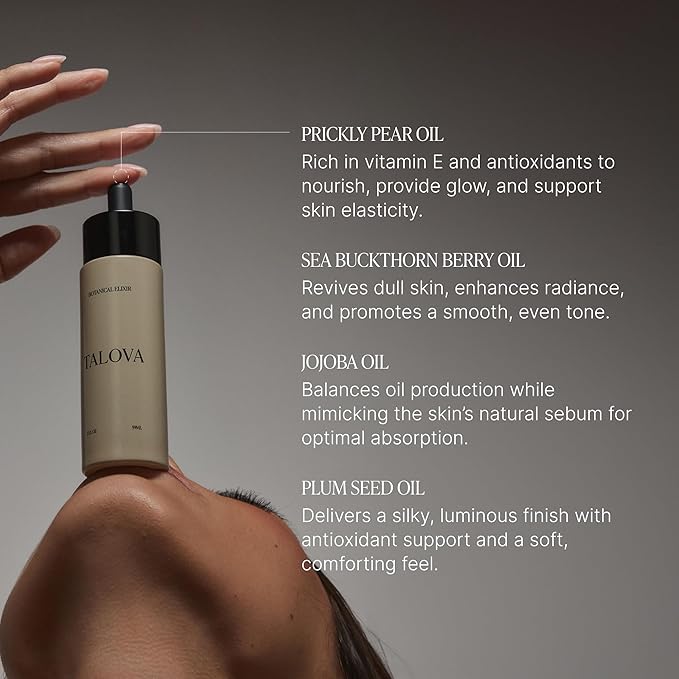 Botanical Elixir 2oz, Botanical Face Oil Moisturizer, Natural & Clean Anti Aging Hydrating Facial Oil with Jojoba, Vitamin E & C Serum, Treats Fine Lines & Wrinkles, Dark Spots Corrector