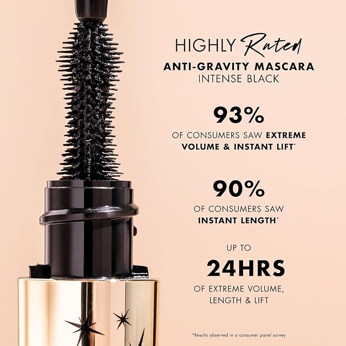 Milani Mascara Volume and Length, Highly Rated Anti-Gravity Black Shade with Castor Oil and Molded Hourglass Shaped Lash Coating Mascara Wand - 2 Pack