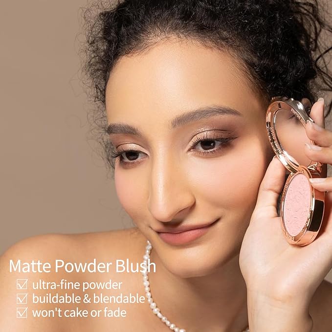 Flower Knows Strawberry Rococo Makeup Box Set,6 Pack Makeup Box with Mirror,Lip Gloss×1+Blush×1+Eyeshadow×1+Hair Clip×1+Fridge Magnet×1+Gift Box×1